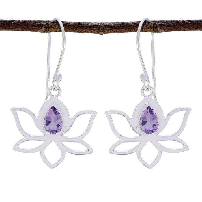 Amethyst Middle Eastern Isabelle Solitaire Dangle Purple Sterling Silver Earring