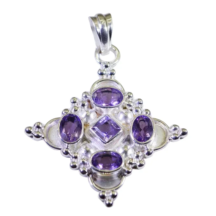 Amethyst Minimal American 92.5 Silver multiple Leah Signet Purple Pendant Jewellery