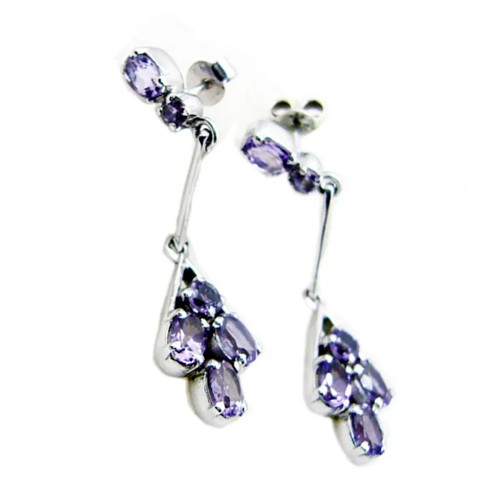Amethyst Moroccan Agnes multiple Dangle Purple Silver Earring