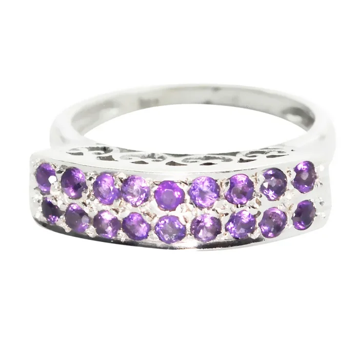 Amethyst multiple Japanese Silver Purple Gemstone Whisper-thin Fairytale Ring Jewellery