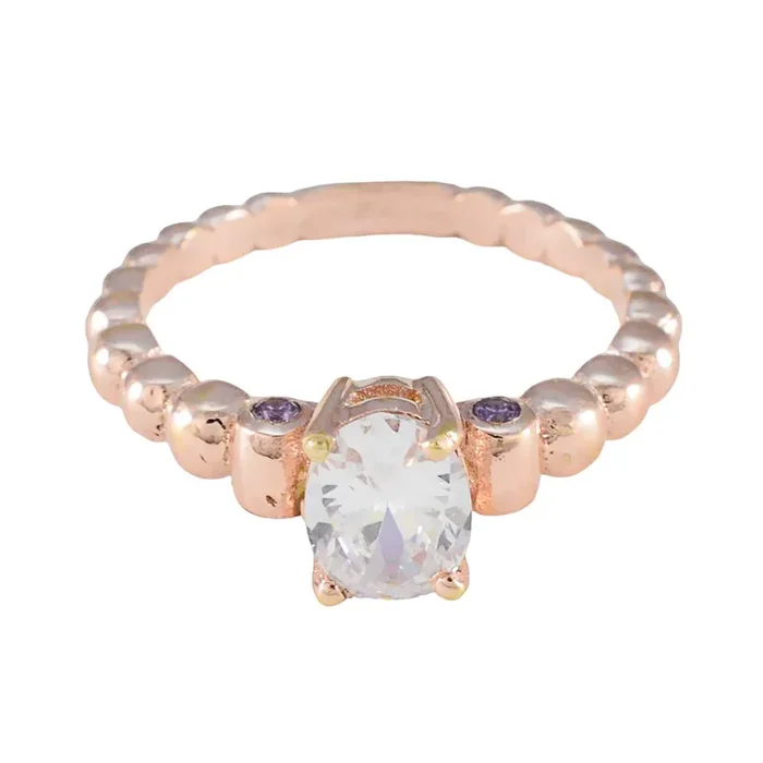 Amethyst Penta Korean Silver Purple Gemstones Whisper-thin Love Ring Jewelry