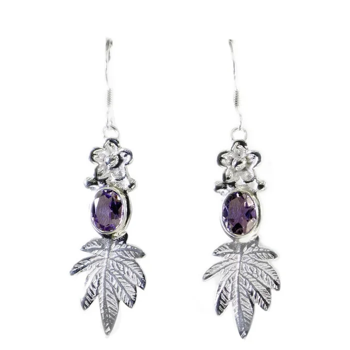 Amethyst Russian Paula multiple Stud Purple Silver Earring
