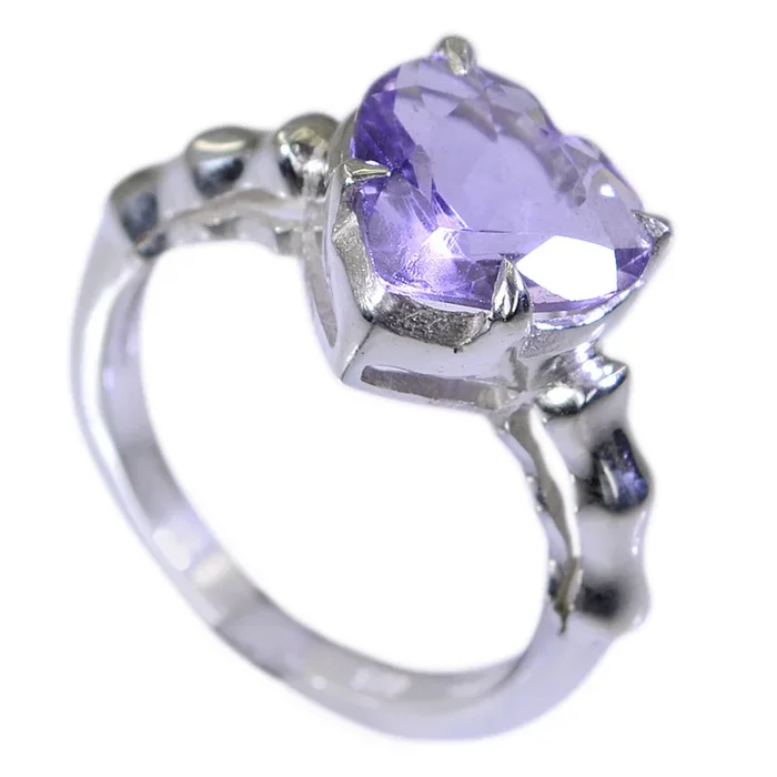Amethyst Solitaire American 925 Silver Purple Gemstones Whisper-thin Promise Ring Jewellery