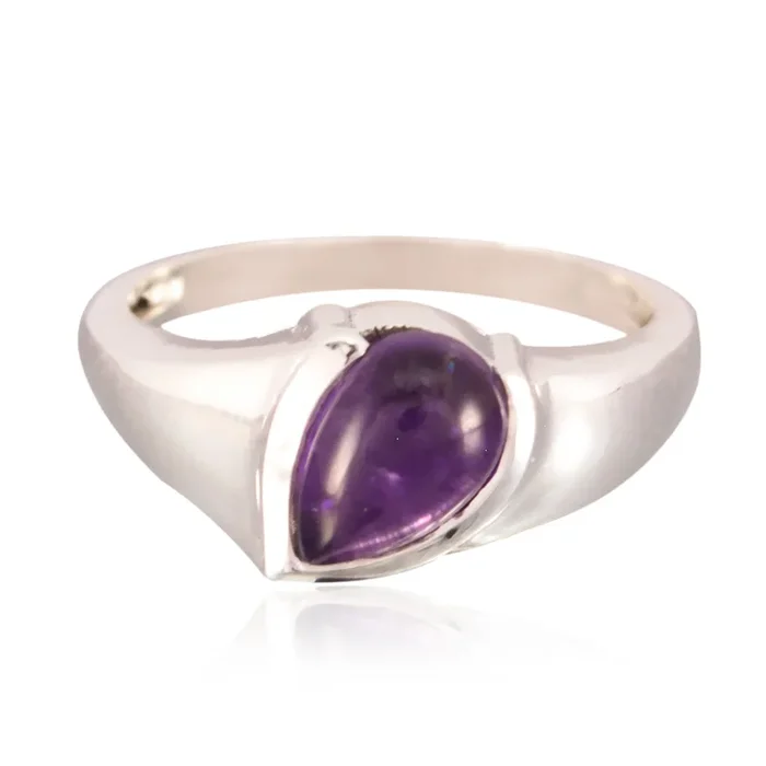 Amethyst Solitaire American Sterling Silver Purple Gems Whisper-thin Fairytale Ring Jewellery