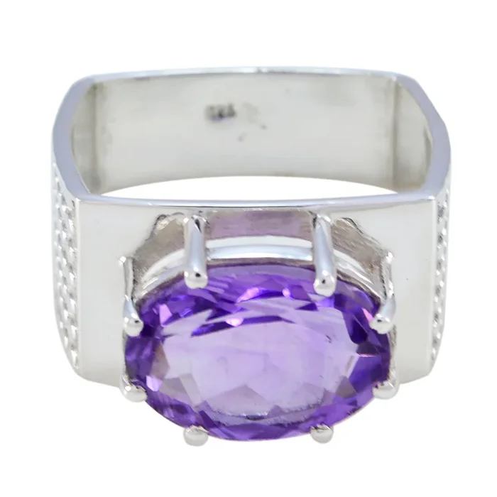 Amethyst Solitaire Egyptian 92.5 Silver Purple Gems Versatile Heritage Ring Jewelry