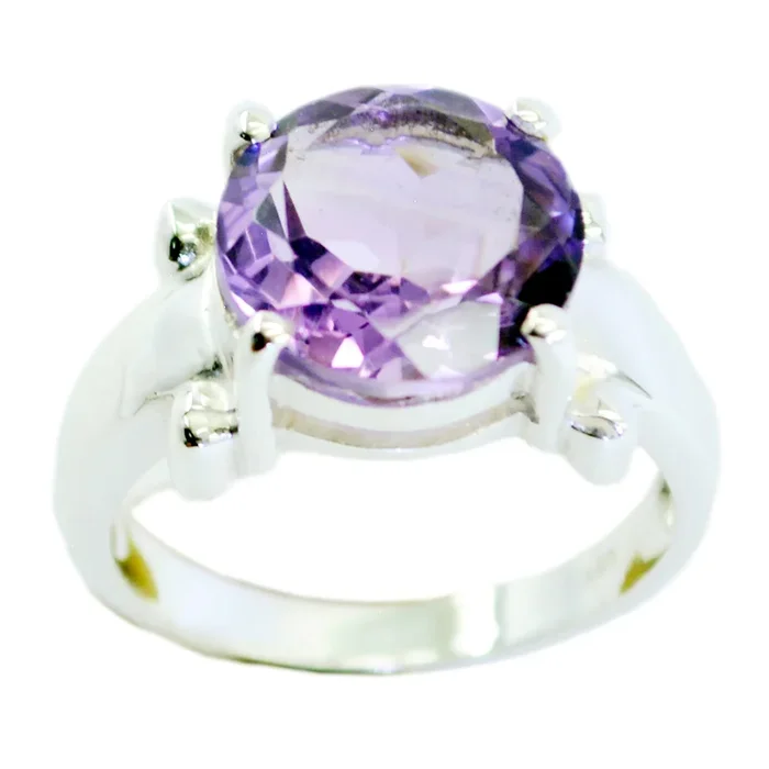 Amethyst Solitaire Moroccan Silver Purple Gemstone Minimal Glamorous Ring Jewelry