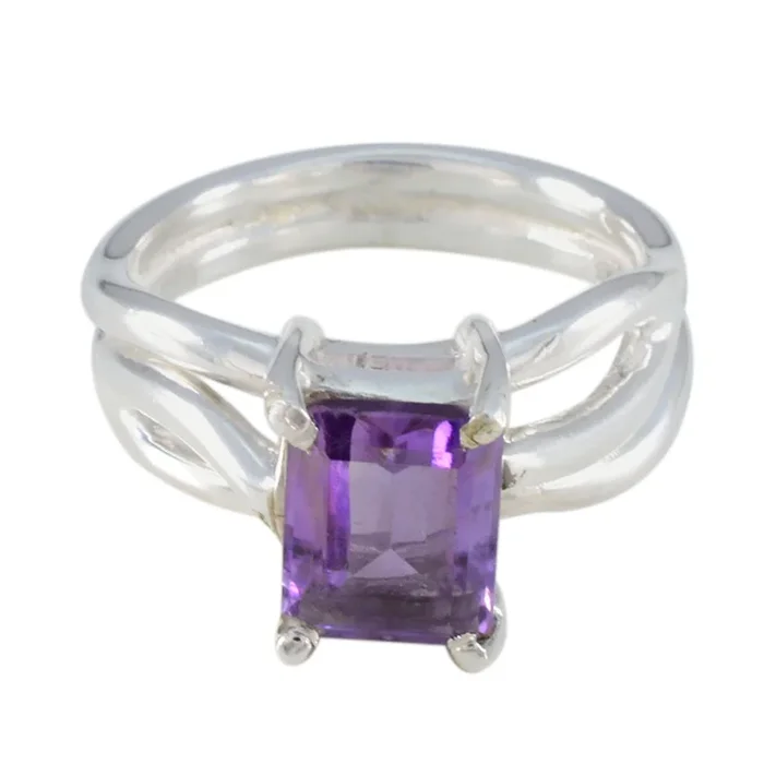 Amethyst Solitaire Russian Silver Purple Gemstones Minimal Romantic Ring Jewellery