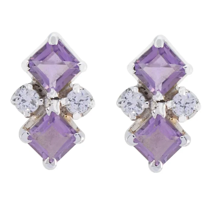 Amethyst Spanish Florencia multiple Stud Purple Sterling Silver Earring