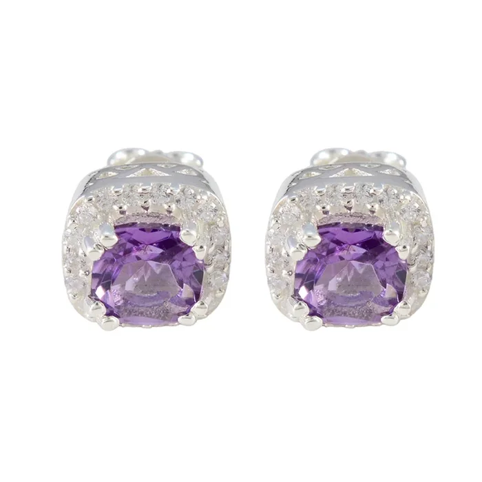 Amethyst Spanish Rebeca multiple Stud Purple Silver Earring
