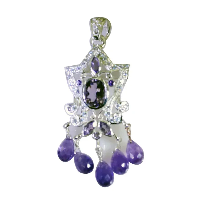 Amethyst Statement African Sterling Silver multiple Agnes Boho Purple Pendant Jewellery