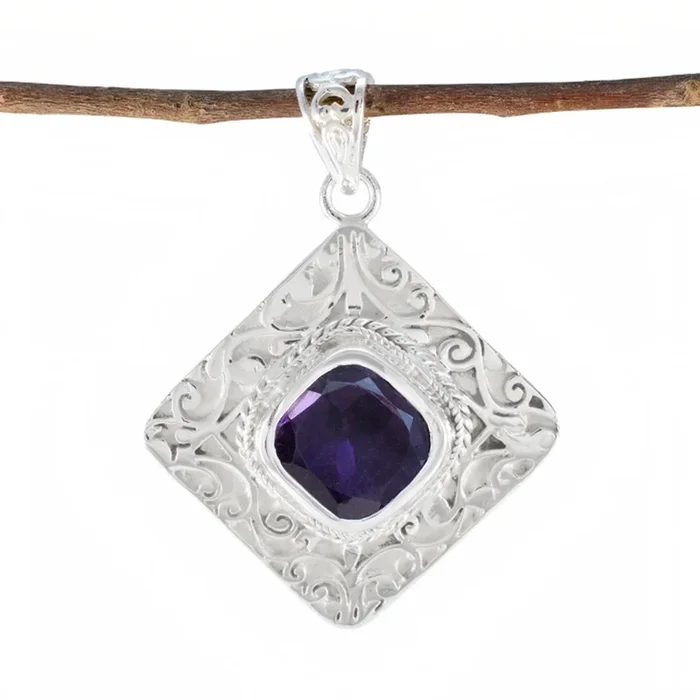 Amethyst Statement Spanish Silver Solitaire Pauline antique Purple Pendant Jewelry