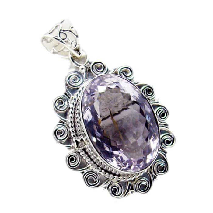 Amethyst Statement Turkish 925 Silver Solitaire Mathilde Rope-Wire Purple Pendant Jewelry