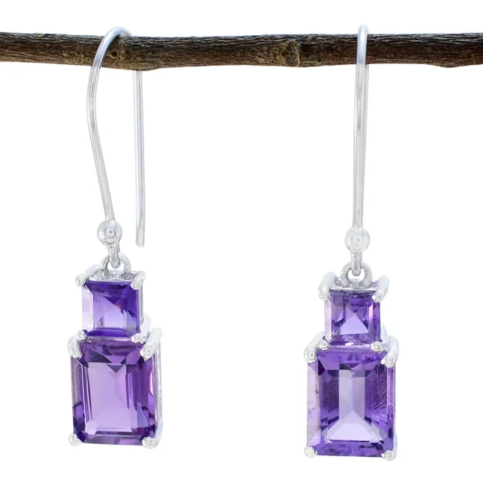 Amethyst Turkish Soo-jin multiple Dangle Purple Silver Earring