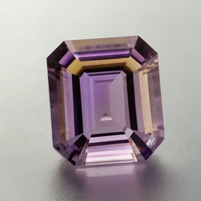Ametrine 1PC Medium 8×10 MM Emerald Faceted Multicolor Fiery Semi Precious Loose Gemstone