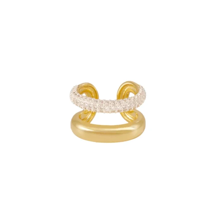 AN-O Ring – Light Gold and Zircons