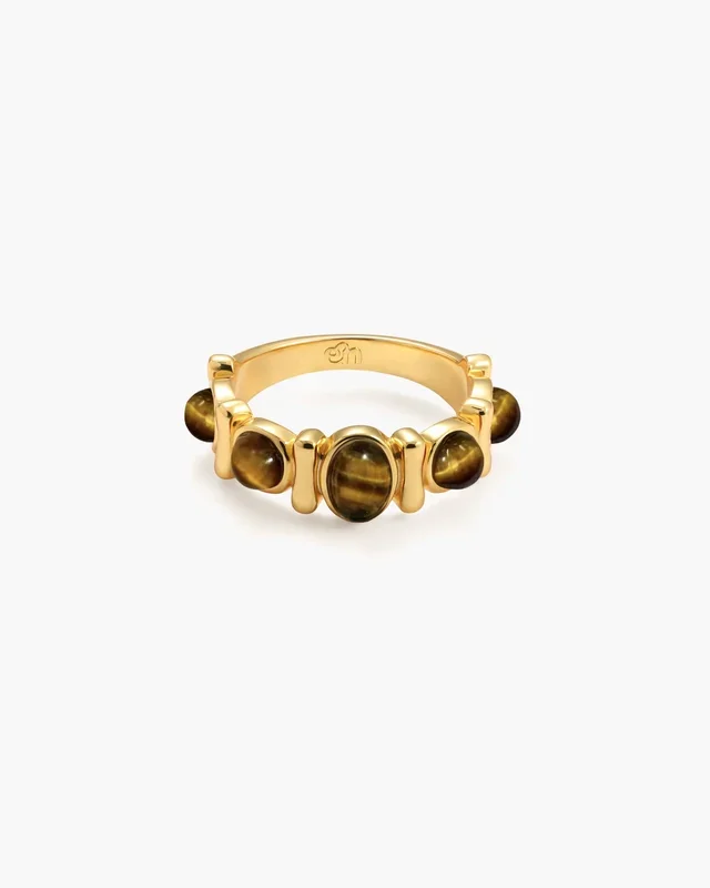 Anello a fascia in occhio di tigre