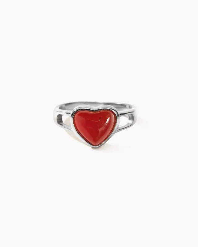 Anello Carnelian Heart in Argento