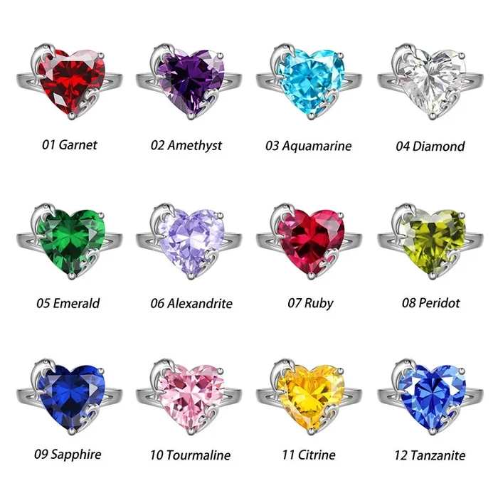 Anello da donna a forma di cuore in argento sterling 925 con delfino e pietra portafortuna, anello solitario, regalo per ragazze