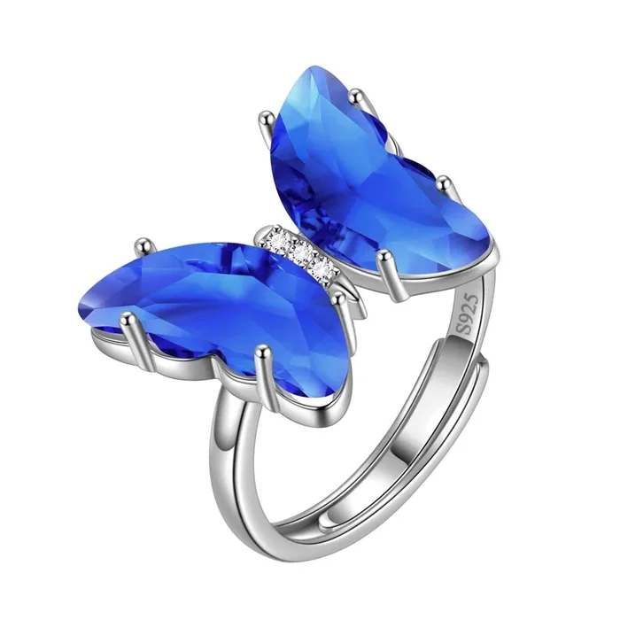 Anello farfalla blu settembre zaffiro pietra portafortuna regalo di compleanno per gioielli da donna