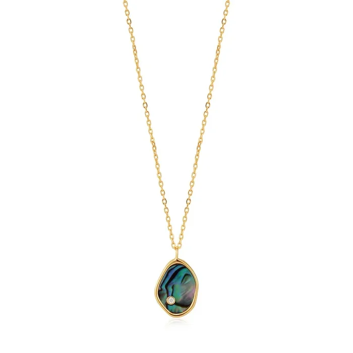 Ania Haie Gold Plated Sterling Silver Tidal Abalone Pendant On Chain