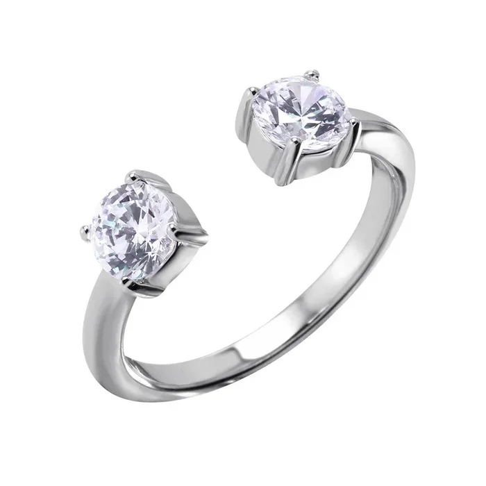 Anillo abierto de plata 925 con tapas de circonita – BGR00983