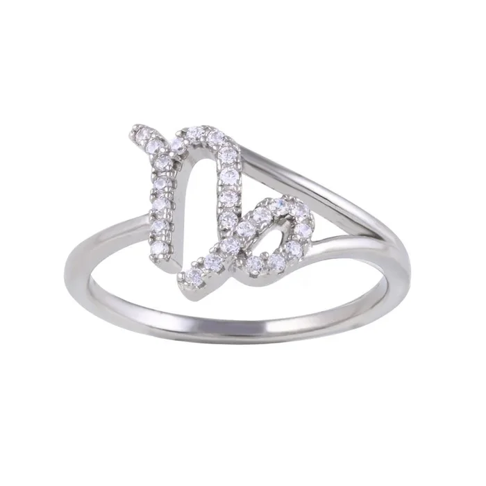 Anillo Capricornio con circonita cúbica en plata de ley 925 rodiada – BGR01330