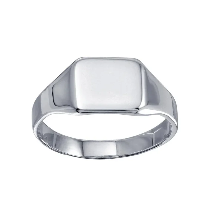 Anillo cuadrado grabable de plata de ley 925 pulida – SOR00033