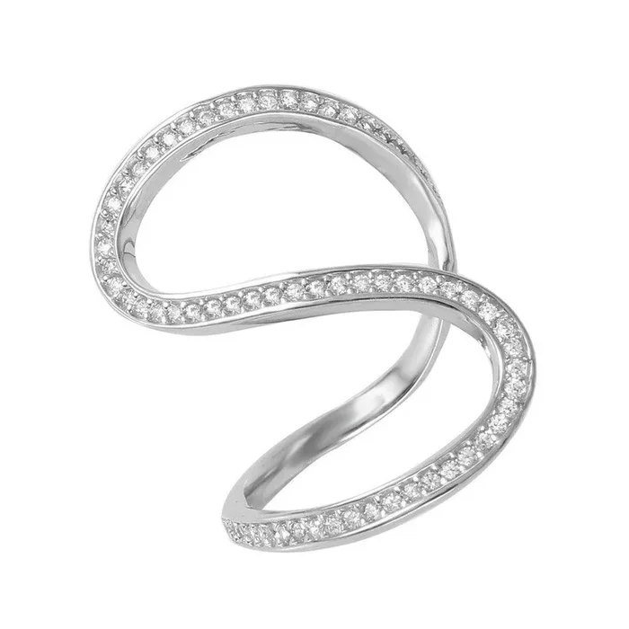 Anillo CZ en forma de S chapado en rodio de plata 925 – GMR00048