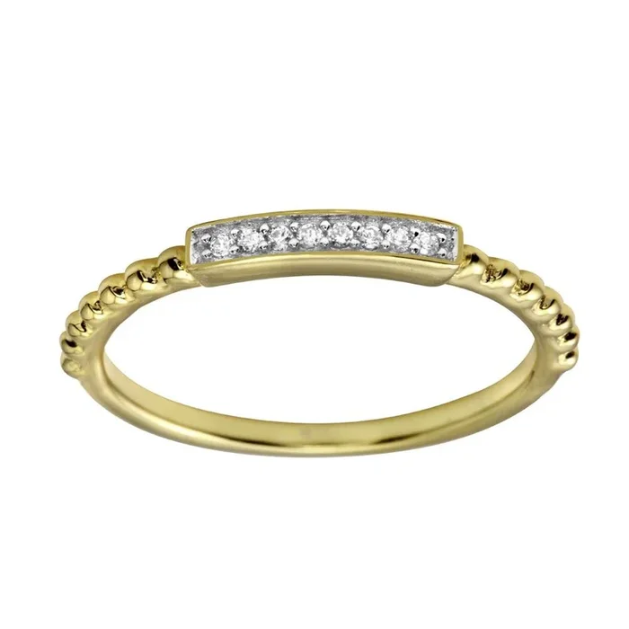 Anillo de barra de plata de ley 925 bañado en oro con circonita – BGR01182
