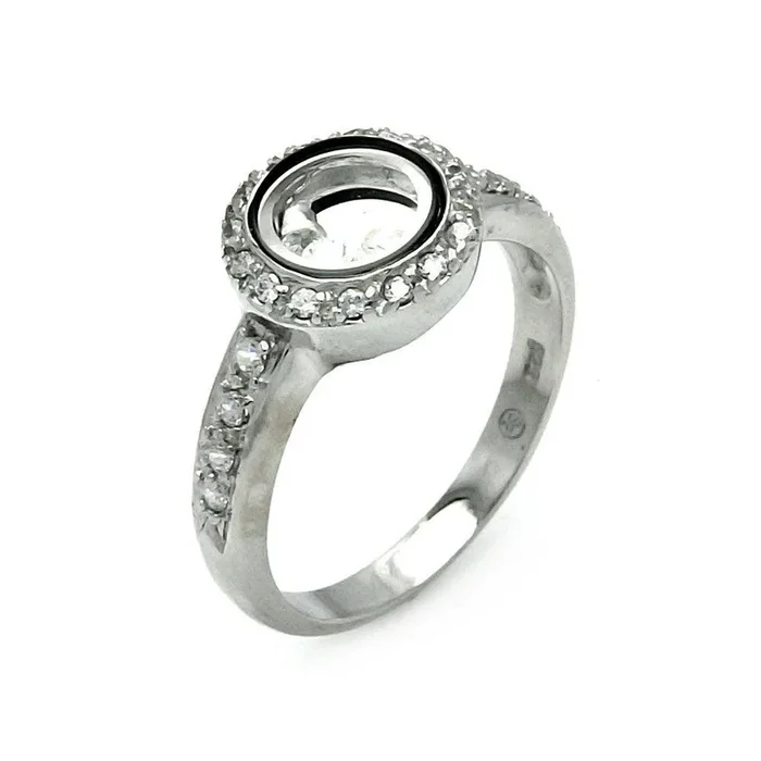 Anillo de circonita cúbica con contorno chapado en rodio negro y rodio de plata 925 – STR00061