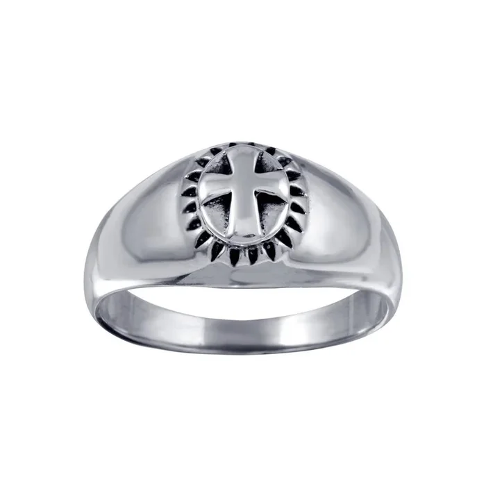 Anillo de cruz de plata de ley 925 – CR00820