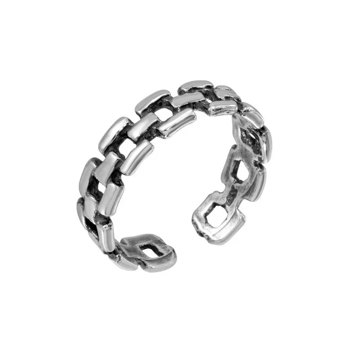 Anillo de dedo ajustable con bloque de ladrillo abierto de plata 925 – TR216-A