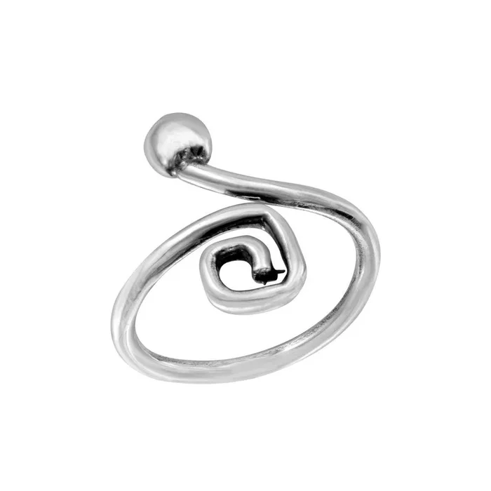 Anillo de dedo ajustable con bola y rizo cuadrado de plata 925 – TR277-A