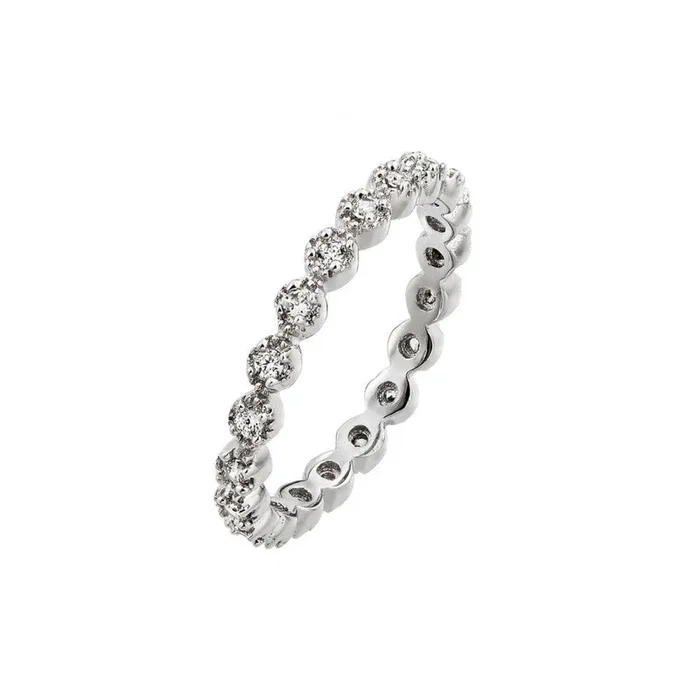 Anillo de eternidad apilable con circonita transparente chapada en rodio de plata 925 – BGR00767