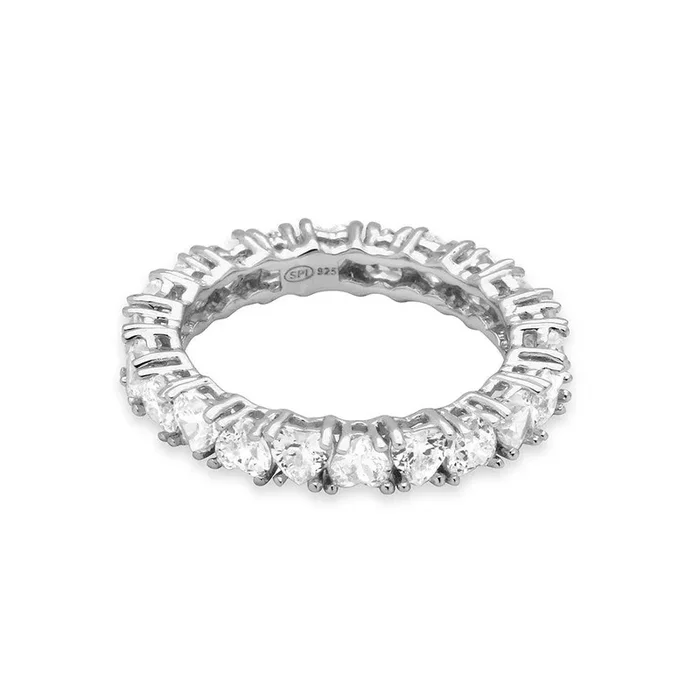 Anillo de eternidad chapado en rodio de plata 925 con circonita en forma de corazón – GMR00138