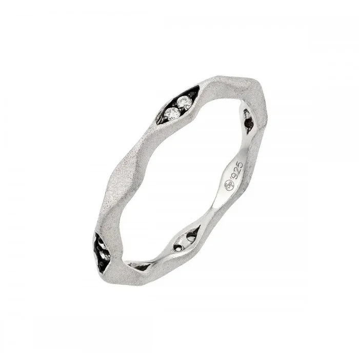 Anillo de eternidad con circonita transparente chapado en rodio y rodio negro de plata 925 – STR00878
