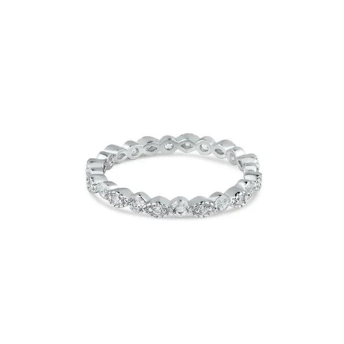 Anillo de eternidad de plata de ley 925 rodiada con circonitas y diseño de ojo – BGR01185RHD