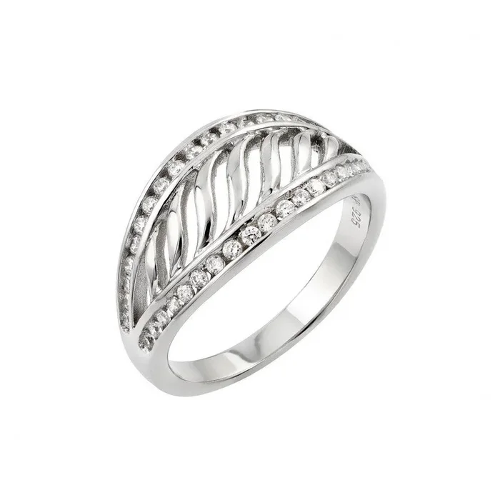 Anillo de filigrana con incrustaciones de circonita chapada en rodio de plata 925 – STR00963