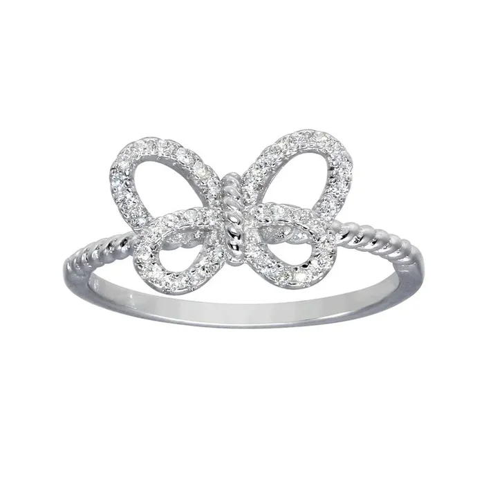 Anillo de mariposa abierto en plata de ley 925 rodiada – BGR01284