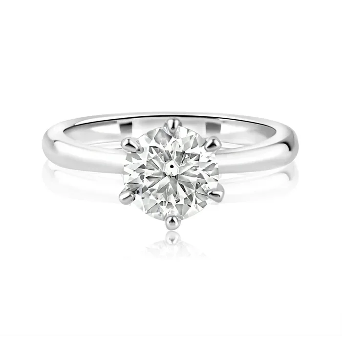 Anillo de moissanita de 1 quilate en plata de ley 925 rodiada – MBGR00001
