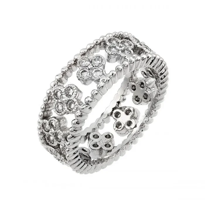 Anillo de plata 925 chapado en rodio con cuerda de eternidad y 4 circonitas – BGR00893