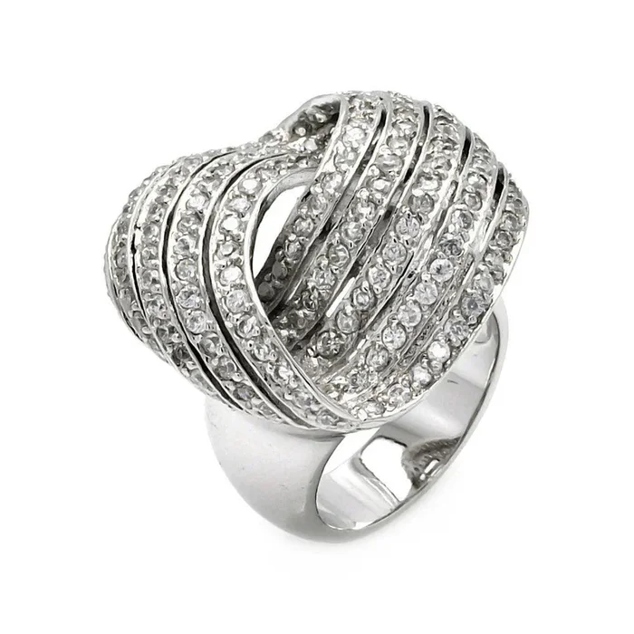 Anillo de plata 925 rodiada con circonitas cúbicas de 5 filas – STR00297