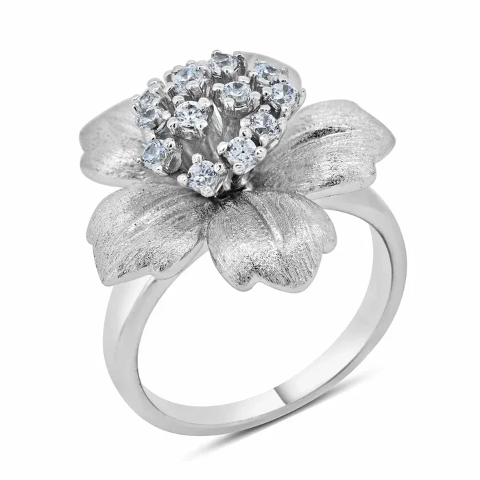 Anillo de plata 925 rodiada con circonitas transparentes y acabado mate – BGR00162
