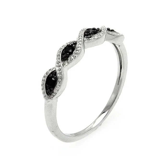 Anillo de plata 925 rodio y rodio negro con circonita transparente y negra – BGR00540