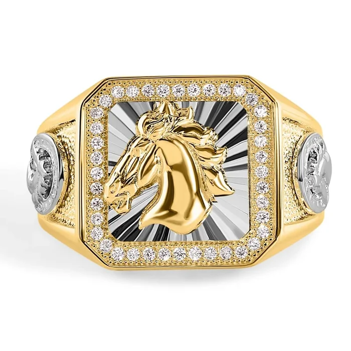 Anillo de plata de ley 925 chapado en rodio con circonita cúbica para hombre – GMR00239RH
