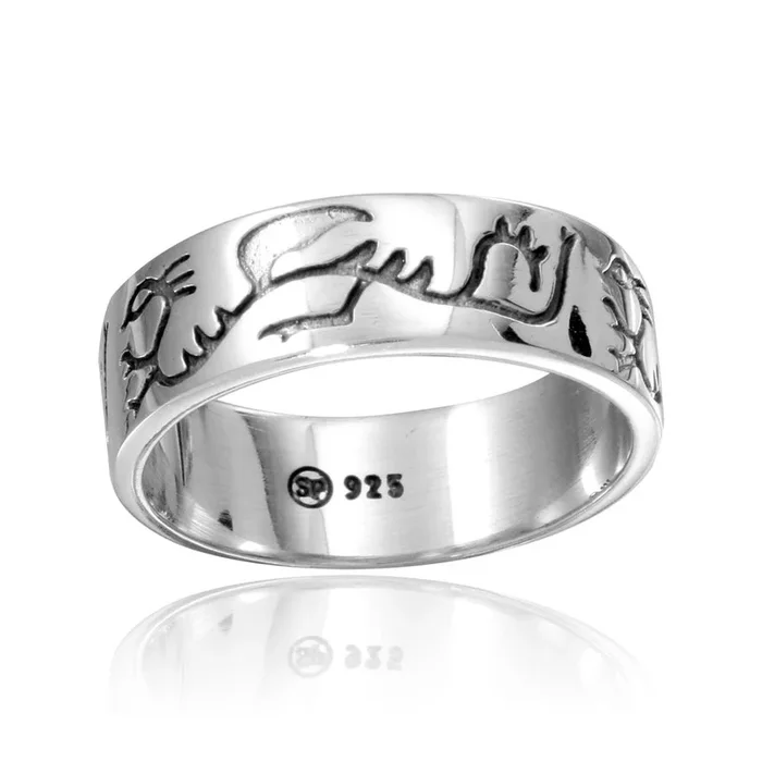 Anillo de plata de ley 925 pulida con diseño de dragón grabado – CR00798