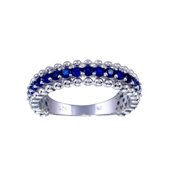 Anillo de plata de ley 925 rodiada con circonita azul – BGR01318BLU