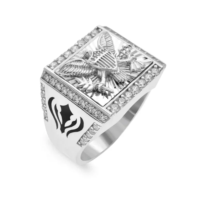 Anillo de plata de ley 925 rodiada con circonita cúbica transparente de 20,4 mm x 17,2 mm y corte de diamante para hombre – GMR00418