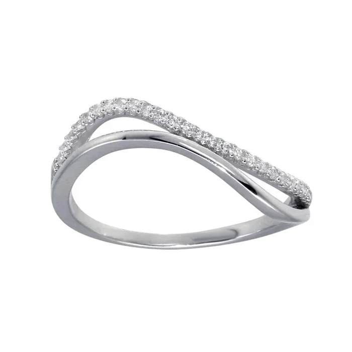 Anillo de plata de ley 925 rodiada con circonitas cúbicas de doble onda – GMR00294