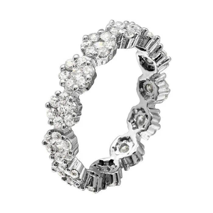 Anillo de plata de ley 925 rodiada con circonitas y flor – GMR00207
